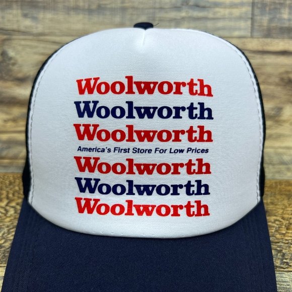 Defunct Woolworth Mens Trucker Hat Navy Snapback Department Store Baseball Cap - Picture 3 of 8